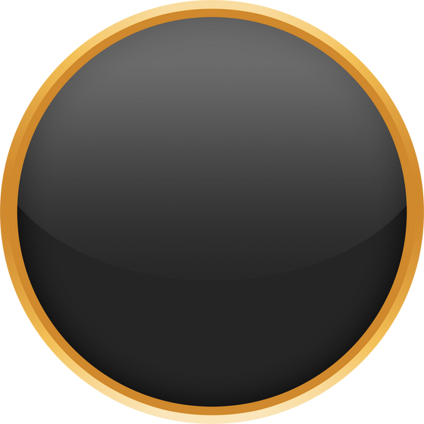 Black Button with Gold Frame. Gold Button.